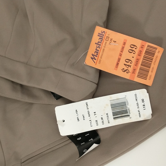 Crepe Dress Pants Finity Studio sz 14 Tan Neutral Beige NWT - Picture 5 of 9